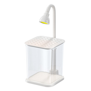 完整方形豪华斗鱼缸套装 2L 桌面水族箱，带超透明 LED 灯盖装饰（塑料） - Product Image 4