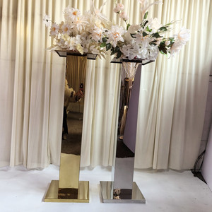 Nuevos Accesorios para Bodas al por Mayor, Decoración de Acero Inoxidable Dorado para Salón de Bodas y Hotel, Centro de Mesa para Bodas, Soporte para Flores - Product Image 5