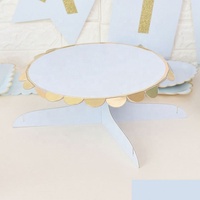 Support à gâteau en papier avec bord doré chaud, décoration de table de fête d'anniversaire, support à dessert à trois étages, plateau à gâteau à un seul étage