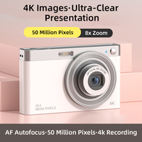 Cámara Digital de Video HD 4K 50MP Portátil, Zoom Óptico 8X, Enfoque Automático AF, Pantalla IPS de 2.88 Pulgadas, Mini Cámara Vlog para Viajes