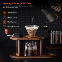 Support de rangement en bois pour café avec ensemble de préparation pour café filtre en verre, bocaux hermétiques pour grains de café