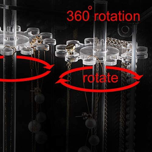 حامل قلادات أكريليك منظم للمجوهرات بـ <span class=keywords><strong>24</strong></span> خطافًا قابل للدوران حامل عرض صديق للبيئة قابل للطي لتخزين القلادات الشفافة - Product Image 5