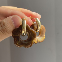 Boucles d'oreilles multicolores en métal rond Long créoles délicates en résine acrylique transparente fleur marbrée boucles d'oreilles goutte pour femmes