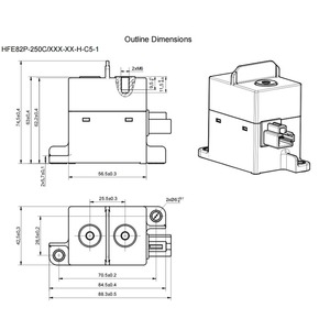 Contactor de CC de Alto Voltaje HONGFA HFE82P-250C, 450V 250A 24V/12V CC, 2 Fases, Relé de 250kW - Product Image 5