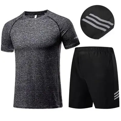 Custom designer Men's Quick Dry Two pieces short set Fashion Gym compression sets Men Sport T-shirt For Fitness wear