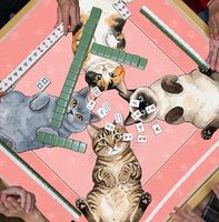 Tapis de Mahjong Américain Rose Patte de Chat Mignon, Antidérapant et Réducteur de Bruit, en Caoutchouc, pour Soirées Jeux à Domicile – Vente Directe Usine