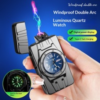 Briquet portable rechargeable en métal de luxe, coupe-vent, rouge, pour cigarettes