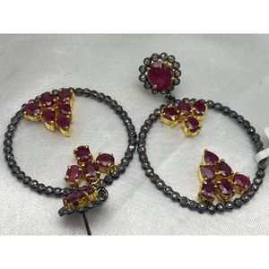 Nouvel ensemble de boucles d'oreilles de luxe très vendu, argent sterling 925, rubis, cadeau, fête, mariage, anniversaire, fiançailles, cérémonies religieuses - Product Image 3