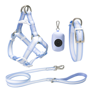 卸売り高級ファッションナイロンカスタムデザイナープルなしソフトパッド入りペットカラープレミアム犬の鎖とハーネスうんちバッグホルダー付き - Product Image 1