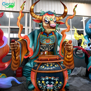 Lanterna Cinese Grande da Esterno GECAI, 12 <span class=keywords><strong>Segni</strong></span> <span class=keywords><strong>Zodiacali</strong></span> Cinesi, Lanterna del Re Demone Toro - Product Image 1