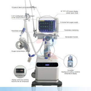 Ventilateur d'unité de soins intensifs à écran tactile TFT de 15 pouces, modes de ventilation multiples, 14 types d'alarmes, <span class=keywords><strong>appareil</strong></span> <span class=keywords><strong>respiratoire</strong></span> pour adultes, pédiatrie et néonatals - Product Image 3
