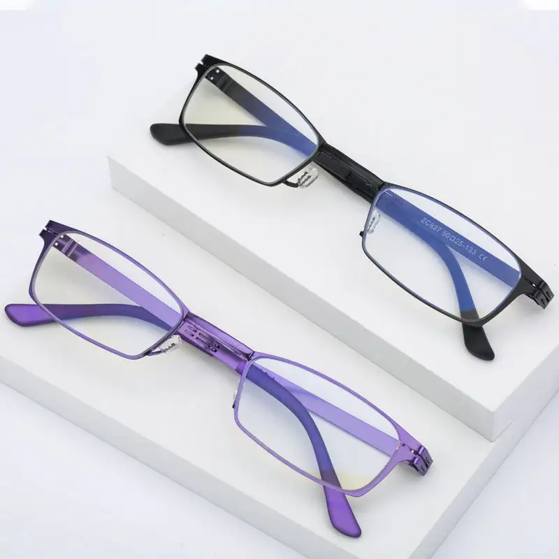 2022 Fashion Simple Purple Metal Frame Ladies Folding Reading Glasses Anti-Blue Light Glasses Portable Elderly Reading Glasses