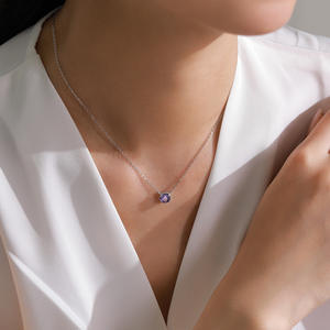 S925 Sterling Silver Elegant Purple Crystal Necklace and Earrings for Women - Simple, Versatile, and Elegant New Chinese Style - Product Image 5