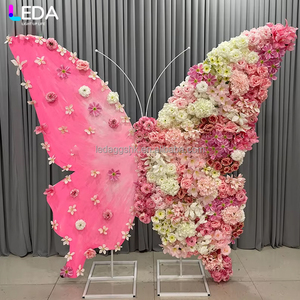 LEDA Wedding <b>Party</b> Decor Modern Detachable Pink Rose Butterfly Photo <b>Backdrop</b> Giant Big Flower Arrangement - Product Image 1