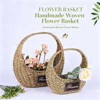Panier à fleurs en rotin écologique et durable avec poignée pour salon moderne minimaliste, table à manger, décoration d'intérieur multifonctionnelle