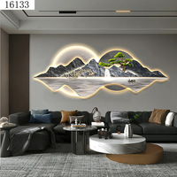 Décoration intérieure Impression de paysage de luxe Peintures modernes en porcelaine cristal clair en verre Art mural 3D à DEL