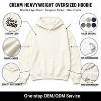 Sweat à capuche oversize unisexe beige personnalisé avec logo, en molleton épais 600 GSM, impression numérique, style streetwear uni