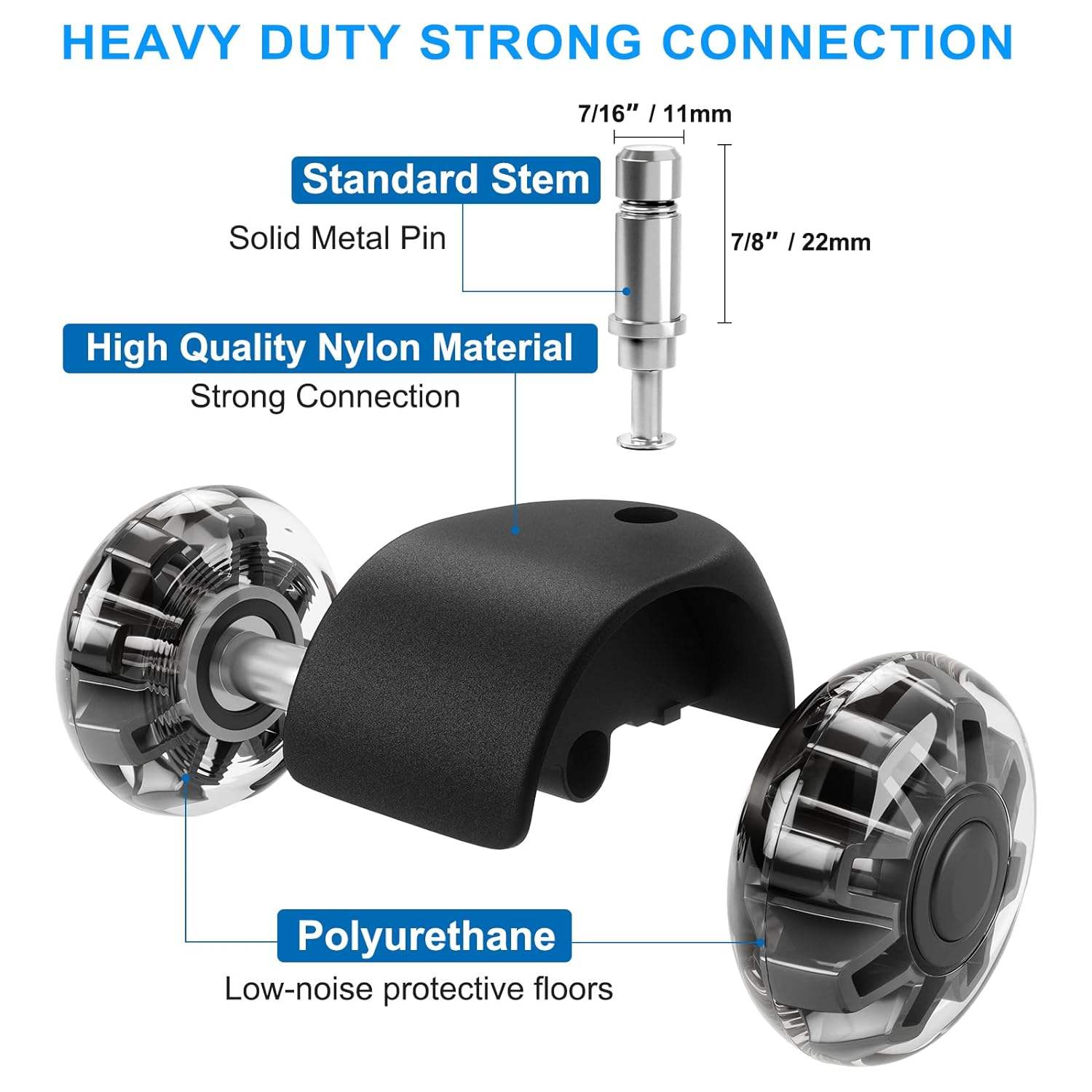 Free OEM Luxury New Design 2 Inch Castor Universal Black Heavy-Duty Office Chair Caster Wheels Mute Rubber Chair Casters