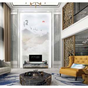 Panneaux muraux de style chinois Aimsp Duplex Building, revêtement mural intérieur en marbre, mur entier pour télévision - Product Image 2