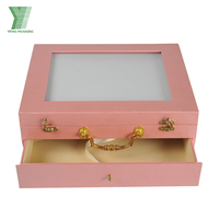 Boîtes cadeaux en forme de valise en carton personnalisées de luxe Tiroir à doublure en éponge de stratification mate pour l'emballage de bijoux de vêtements de fleurs