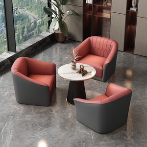 Conjunto de Sillas de Hotel con Mesa Redonda para Vestíbulo, Salón y Área de Recepción, Uso Interior, Relleno de Espuma Resistente, Muebles para Espacios Comerciales - Product Image 1