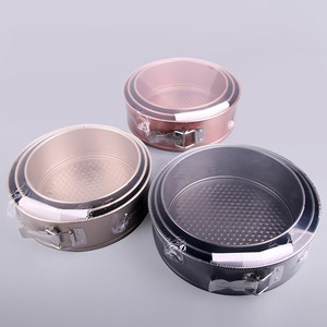 Round Carbon Steel Cake Mold Set 3 Pcs With Clasp <b>Locking</b> Mechanism For Chiffon Cakes Teflon Coated - Product Image 1