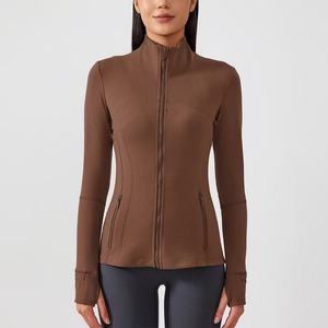 Veste de sport respirante pour femme, coupe ajustée, avec logo personnalisé, en Spandex/Nylon, manches longues, fermeture éclair élastique sur le devant, grandes tailles, pour la course à pied - Product Image 2