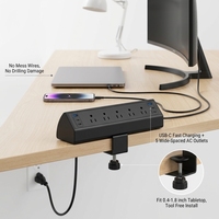 Multiprise de bureau à clipser avec protection contre les surtensions, station de charge rapide, ports USB-C et prises multiples pour bureau