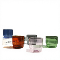 Tasses à café empilables personnalisables en verre borosilicate coloré, design nordique, compatibles micro-ondes et lave-vaisselle, portables, 301-400 ml