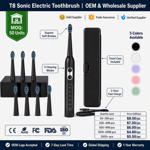 T8 Sonic Electric <strong>Toothbrush</strong> IPX7 Waterproof 5 Modes Rechargeable USB Charge Travel Case OEM Custom Logo Adult - Product Image 3