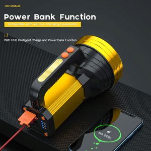 CITICITY Wholesale Powerful Searchlight USB <b>Rechargeable</b> Big Flashlight 6 Modes Multifunctional Waterproof Torchlights - Product Image 3