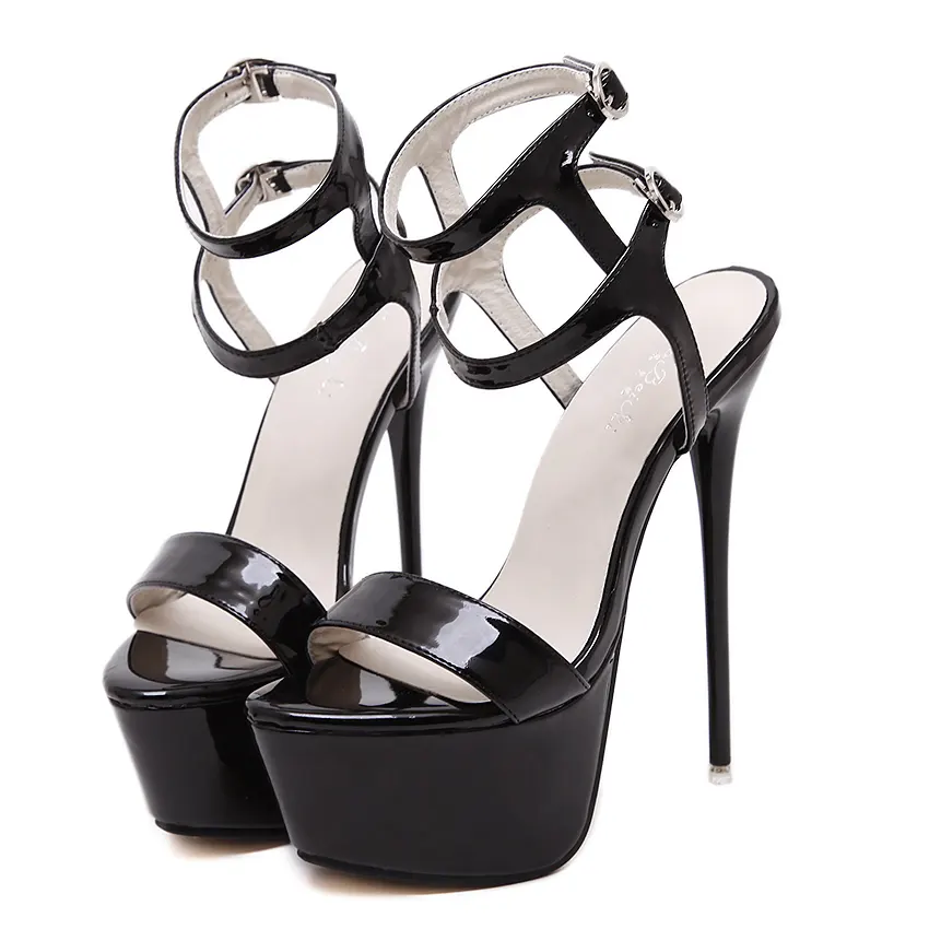 Quick delivery platform high heel sandals buckle strap heels for women platform heels
