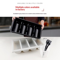 Boîte de rangement rectangulaire commerciale pour couteaux, fourchettes, baguettes et cuillères, compartiments, plastique de qualité alimentaire, capacité de 12 pièces, étanche