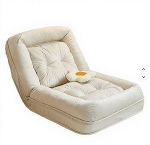 Modern Design Folding Padded Floor Chair Adjustable Back Soft White Plush Lazy <b>Sofa</b>, Foldable Bedroom <b>Sofa</b> Bed, Giant Tatami Mat - Product Image 1
