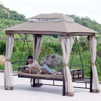 Fabrication en aluminium de haute qualité loisirs de plein air trois personnes jardin suspendu balançoire chaises et tente gazebos romains avec filet anti-insectes