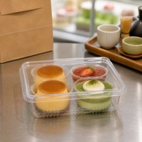 Contenant à charnière en PET haute transparence, jetable, de qualité alimentaire, anti-fuite, pour yaourt, mousse et pouding