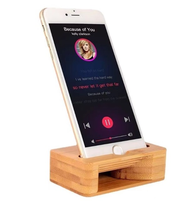 Cell Phone Stand Amplifier Natural Loudspeaker Mini Megaphone Cell Phone Stand Wooden Sound Amplifier Stand Holder
