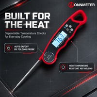 Thermomètre alimentaire pliable en acier inoxydable étanche, lecture instantanée en 3-4 secondes, marche/arrêt automatique, écran LCD rétroéclairé, sonde pour viande BBQ
