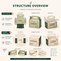 Boîte à gâteau de luxe personnalisée avec logo, emballage imprimé pour pâtisseries, boîte à bento, kits de desserts recyclables de qualité professionnelle pour grandes boulangeries