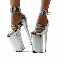 Sandales à talons hauts en PU de 26 cm, chaussures de danse exotique, chaussures de performance pour pole dance, talons pour mannequins, chaussures de strip-teaseuse