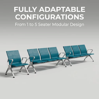 Système de sièges modulaires de qualité aéroportuaire pour salles d'attente publiques, bancs robustes en rangée pour les infrastructures des salons de terminaux et des hubs de transport