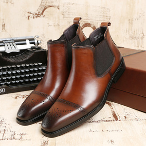 <span class=keywords><strong>Botas</strong></span> <span class=keywords><strong>de</strong></span> cuero genuino <span class=keywords><strong>de</strong></span> caña alta para <span class=keywords><strong>hombre</strong></span>, estilo británico, con punta y grabados, formales <span class=keywords><strong>de</strong></span> negocios, novedad 2026 - Product Image 3