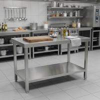 Plan de travail double couche en acier inoxydable SUS304, table de préparation alimentaire commerciale, équipement de cuisine hygiénique pour hôtel