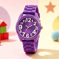 Montre à quartz analogique pour enfants, coque en plastique, bracelet en silicone flexible, montre-bracelet pour garçons et filles