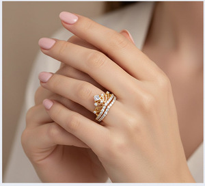 S925 <b>Silver</b> Crown Moissanite Two Piece Stackable <b>Ring</b> Set 2026 Hot Trend Women Wedding Engagement Jewelry Accessory - Product Image 6
