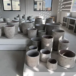Pot tanaman bunga beton ShenZhen dalam ruangan melengkung ringan tahan air penanam