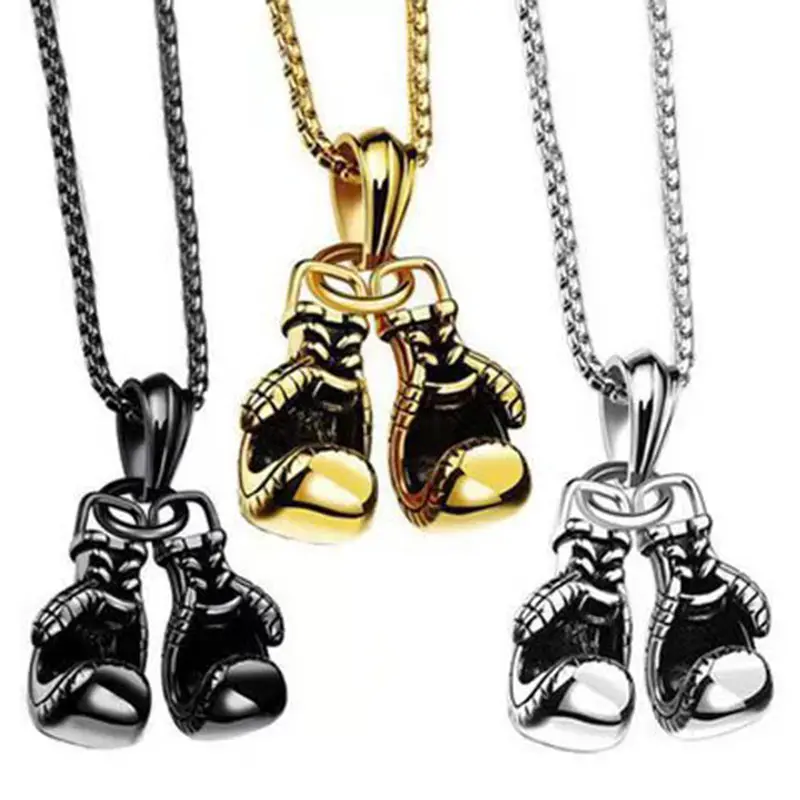 New Trend Boxing Pendant Necklace Boxing Stainless Steel Necklaces For Men Chain Boys Charm Fashion Sport Fitness Gift Jewelry