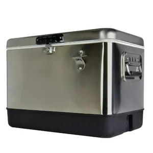 शीर्ष बिक्री 51l स्टेनलेस स्टील बर्फ कूलर बॉक्स बीयर कूलर बॉक्स पार्टी कैंपिंग के लिए ठंडा बॉक्स