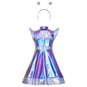 Conjunto de Disfraz de Robot IA, Vestido Iridiscente con Accesorio para la Cabeza, para Niños de 8 a 13 Años, Juego de Rol de Anime - Product Image 1