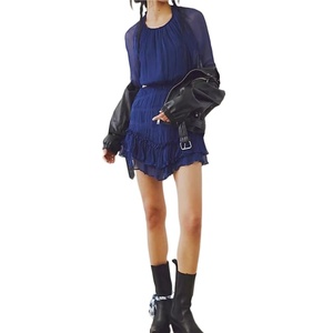Blue Dress Short Front Long Back - Elegant Party Wear